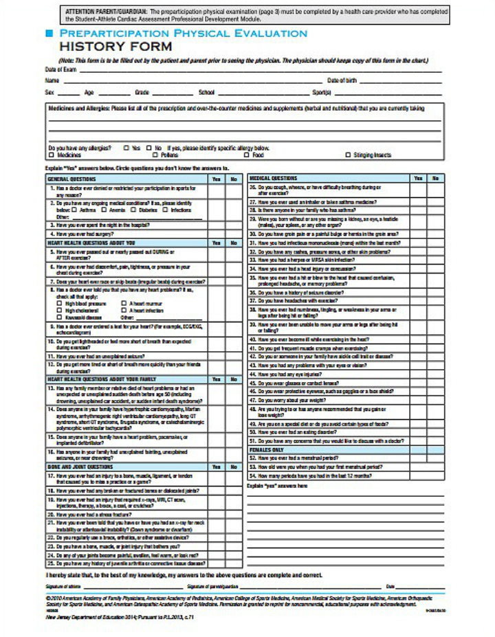8+ Yearly Physical Form Templates PDF