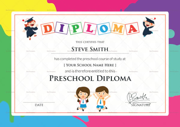preschool diploma certificate template