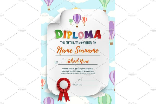 preschool graduate diploma certificate sample