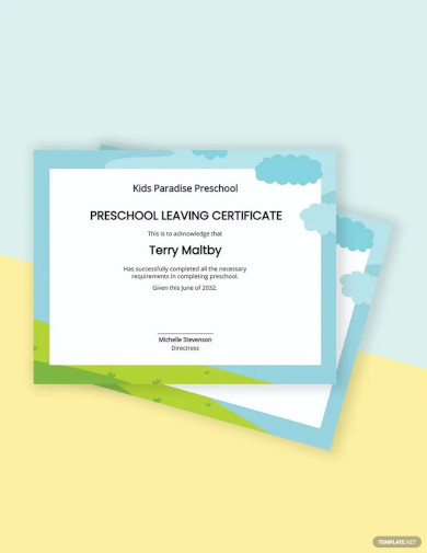 preschool leaving certificate template