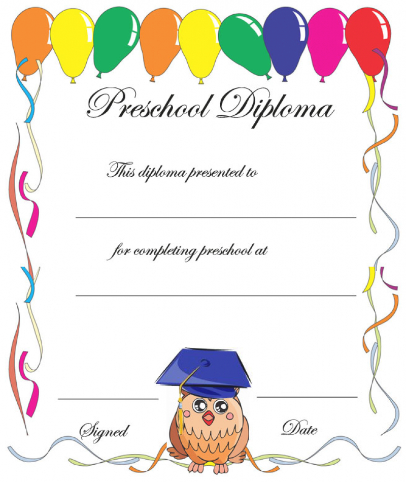 Pre K Diploma Free Printable