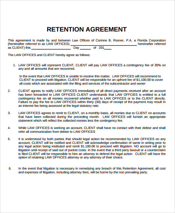 12+ Retention Agreement Templates - PDF, DOC
