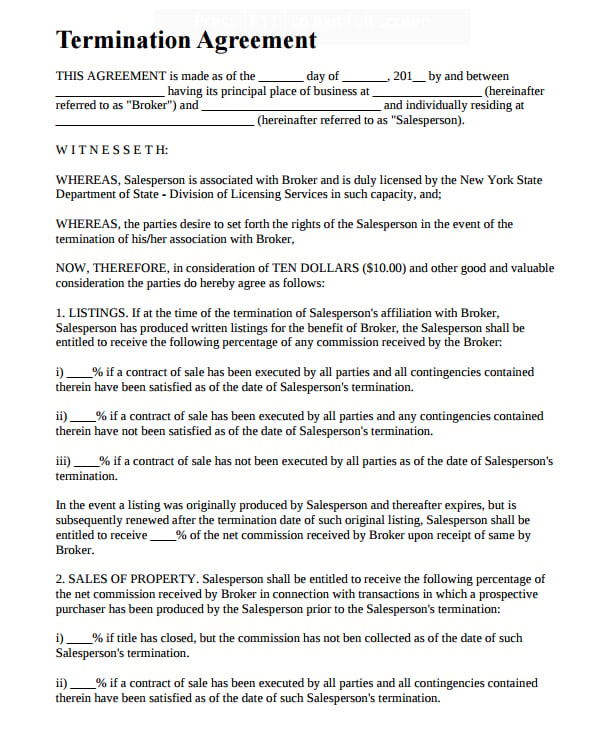 17+ Termination Agreement Templates PDF, DOC