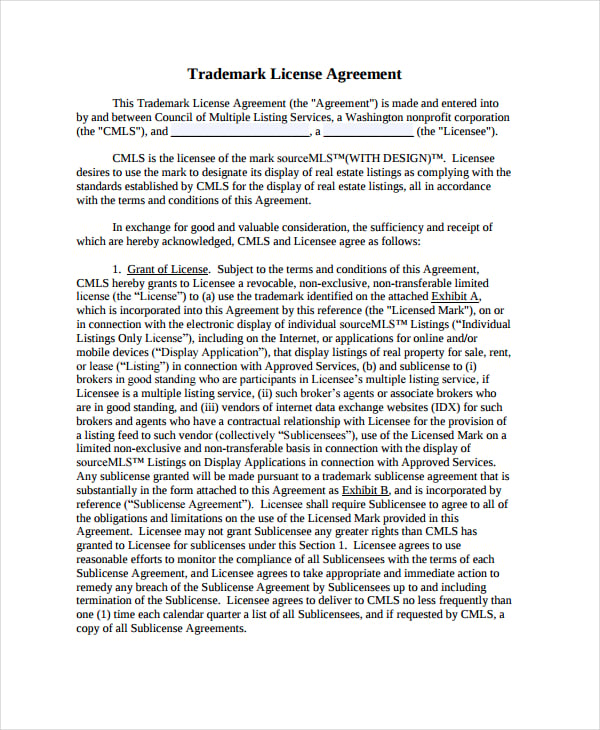 14+ Trademark License Agreement Templates PDF, Word, Apple Pages