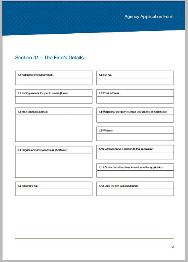 8+ Agency Application Form Templates PSD