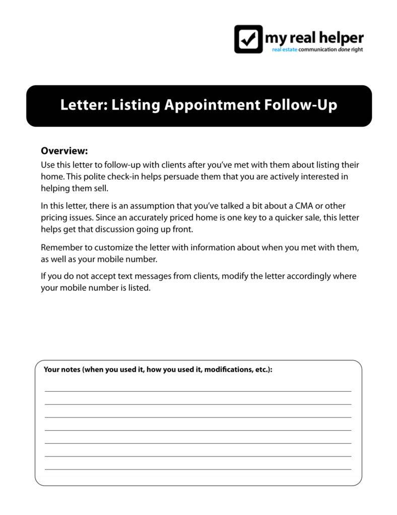 7  FREE Real Estate Follow Up Letter Templates in PDF