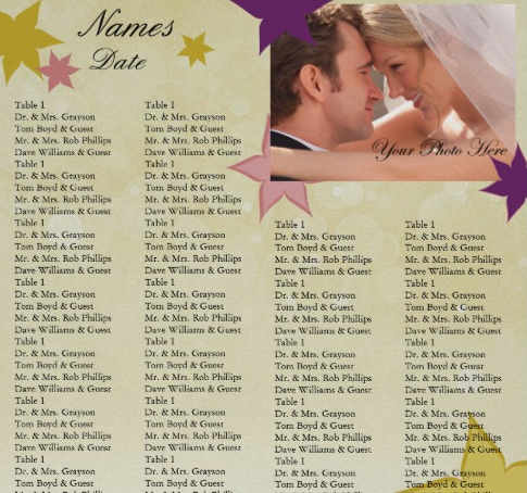 reception seating chart with your photo