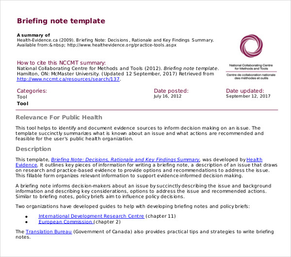 10 Briefing Note Templates Pdf Doc Free Premium Templates