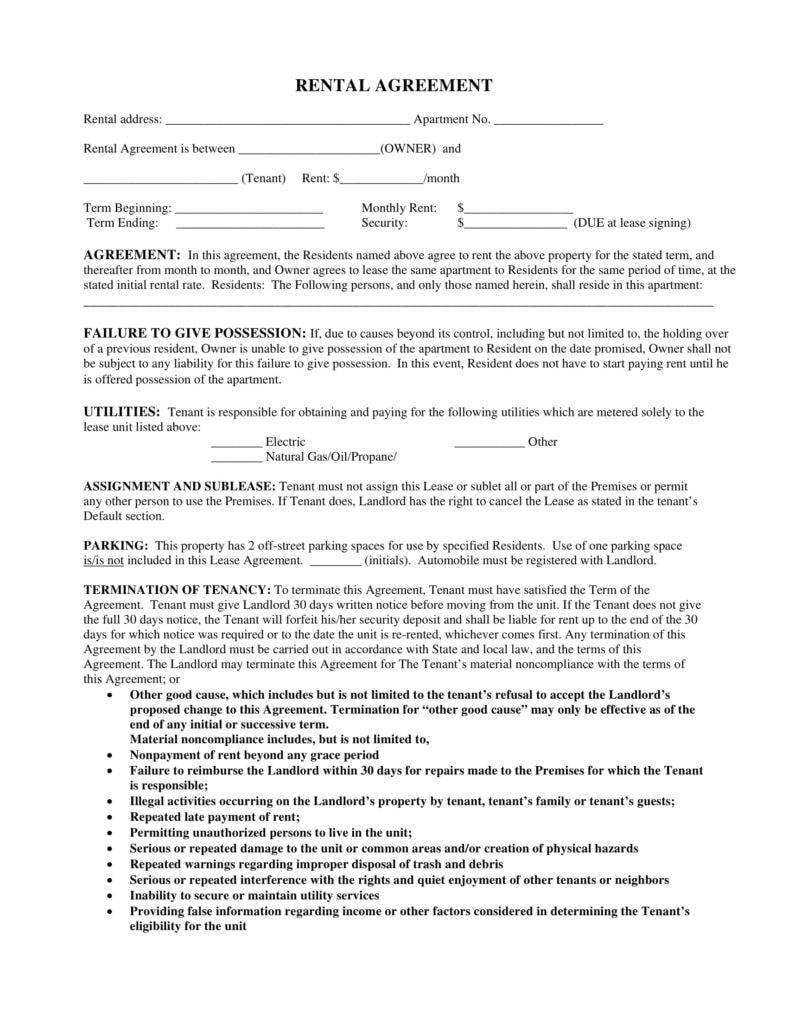 8+ Tenant Lease Agreement Templates PDF