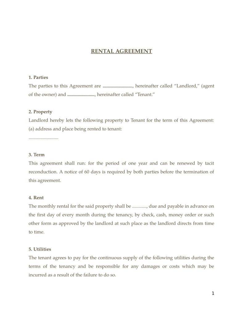 17+ Rental Agreement Templates in Word