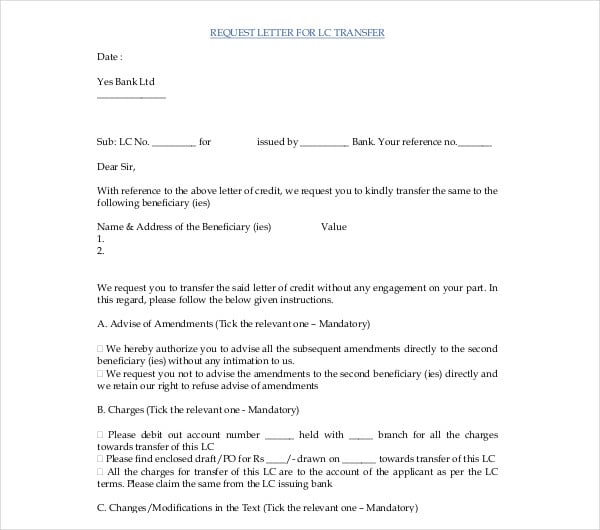 9 Transfer Request Letter Pdf Doc Free Premium Templates