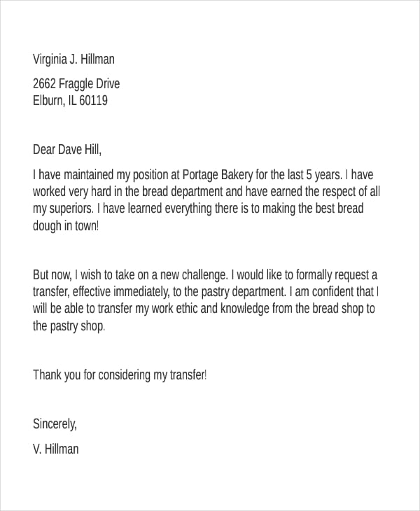 letter of request email sample