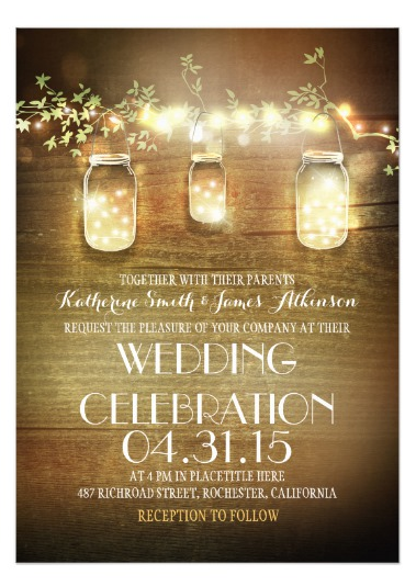 rustic-mason-jars-string-lights-elegant-wedding-card