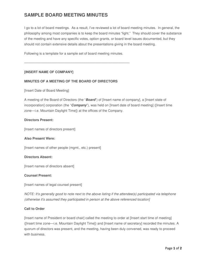 Writing Company Minutes. 25 Professional Corporate Minutes In Corporate Minutes Template Word