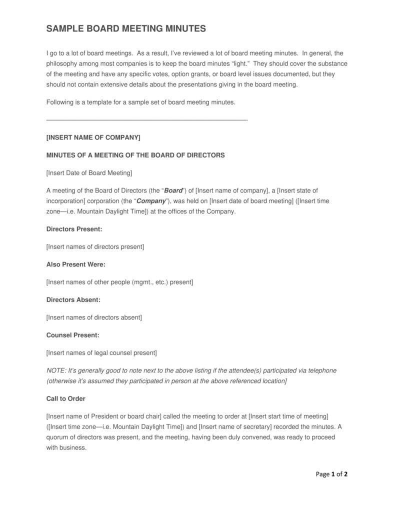 Writing Company Minutes. 25 Professional Corporate Minutes In Corporate Minutes Template Word