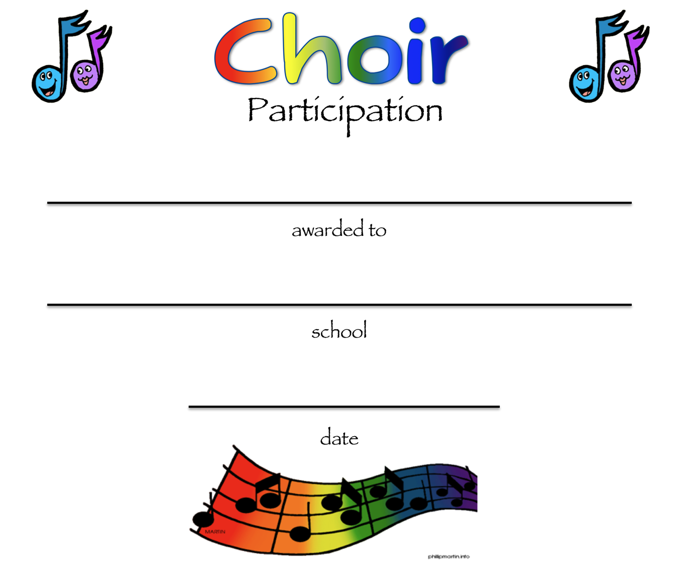 sample choir participation certificate template