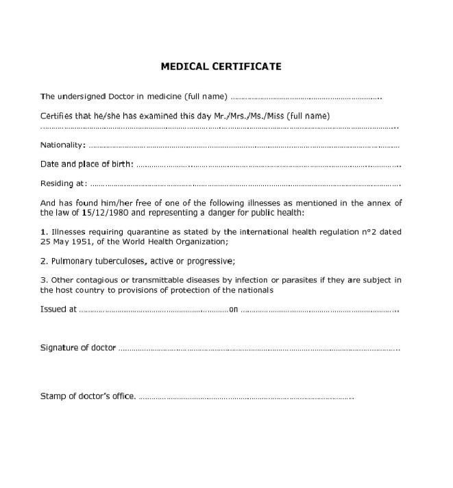 22 Medical Certificate Templates For Sick Leave Pdf Docs Word 