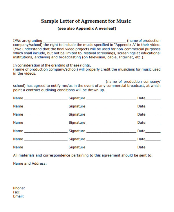sample-letter-of-agreement-for-music