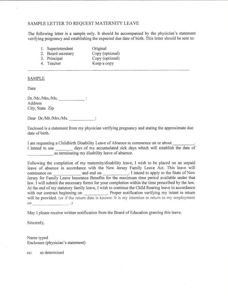 sample letter to request maternity leave 1 788x1020