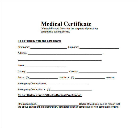 sample minimalist medical leave certificate template