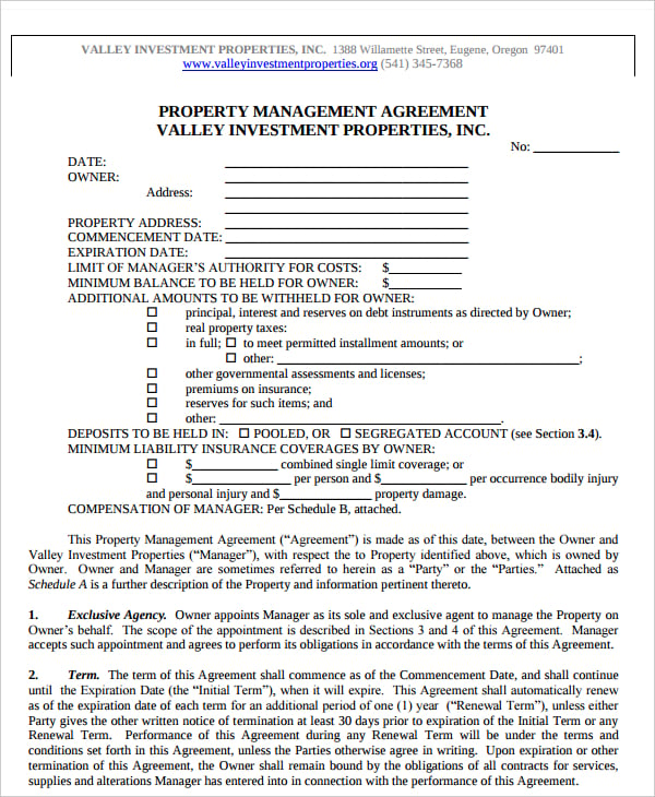 14+ Property Management Agreement Templates PDF, Word