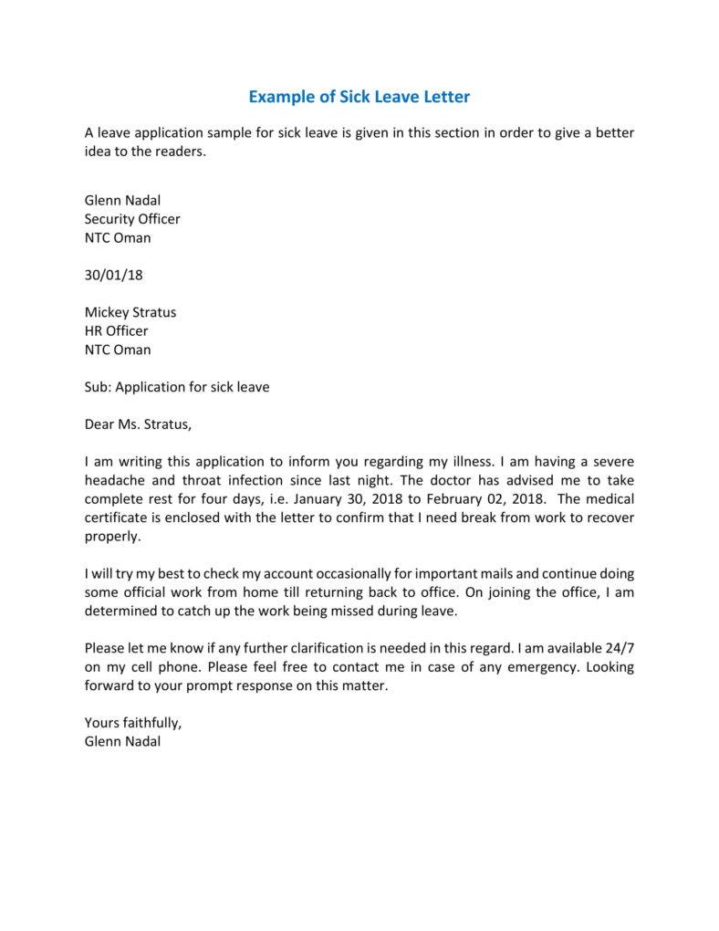 7 Sick Leave Letter Templates PDF Word