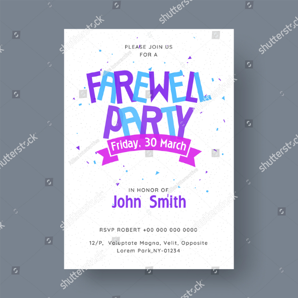 sample typographic farewell party invitation