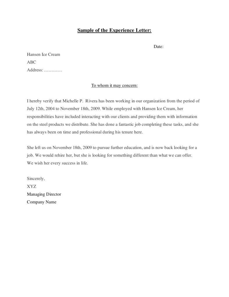 13 Work Experience Letter Templates Pdf Word Free