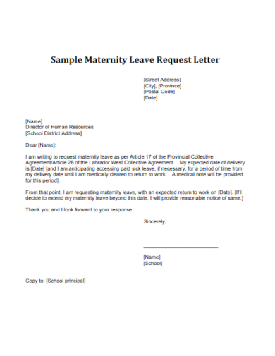 school student principal maternity leave letter template