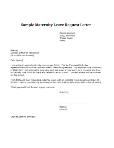 application letter for maternity leave in school