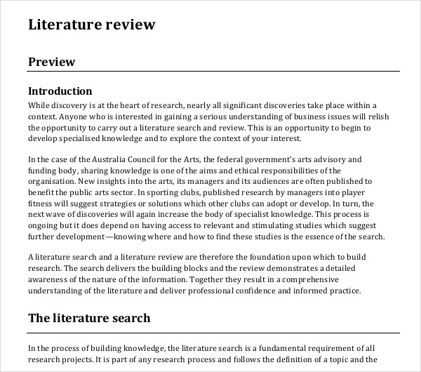 12 Literature Review Outline Templates PDF DOC