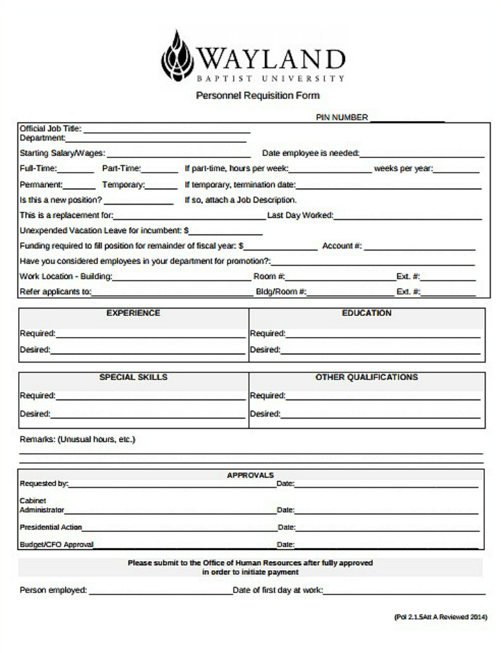 11+ FREE Personnel Requisition Form Templates PDF, Word Free