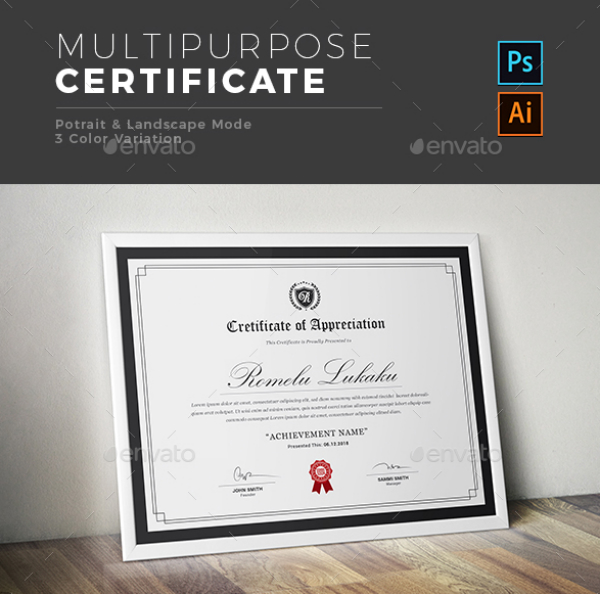 simple and minimal multiurpose certificate