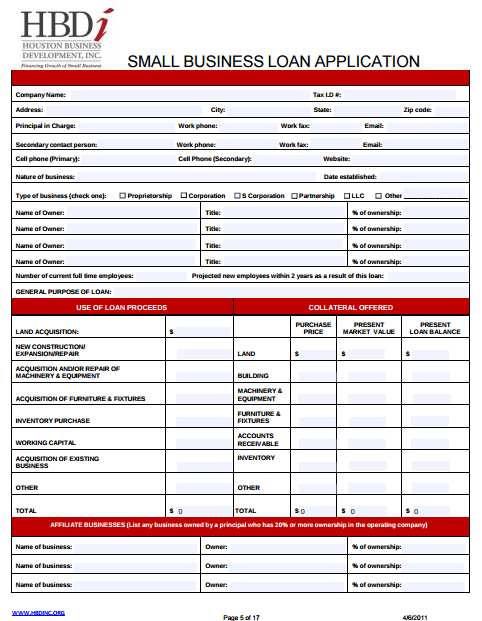 business plan template for loan application