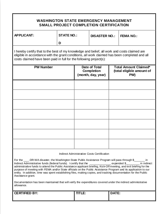 Project Completion Form Template Word