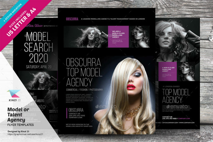 sophisticated talent agency flyer template