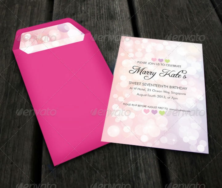 sparkle girly birthday card template package