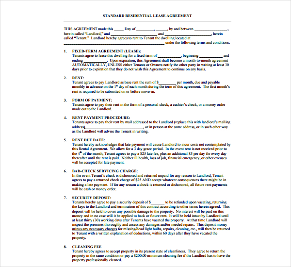 12+ Residential Lease Agreement Templates - PDF, Word