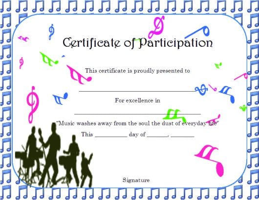 stock music certificate of participation template