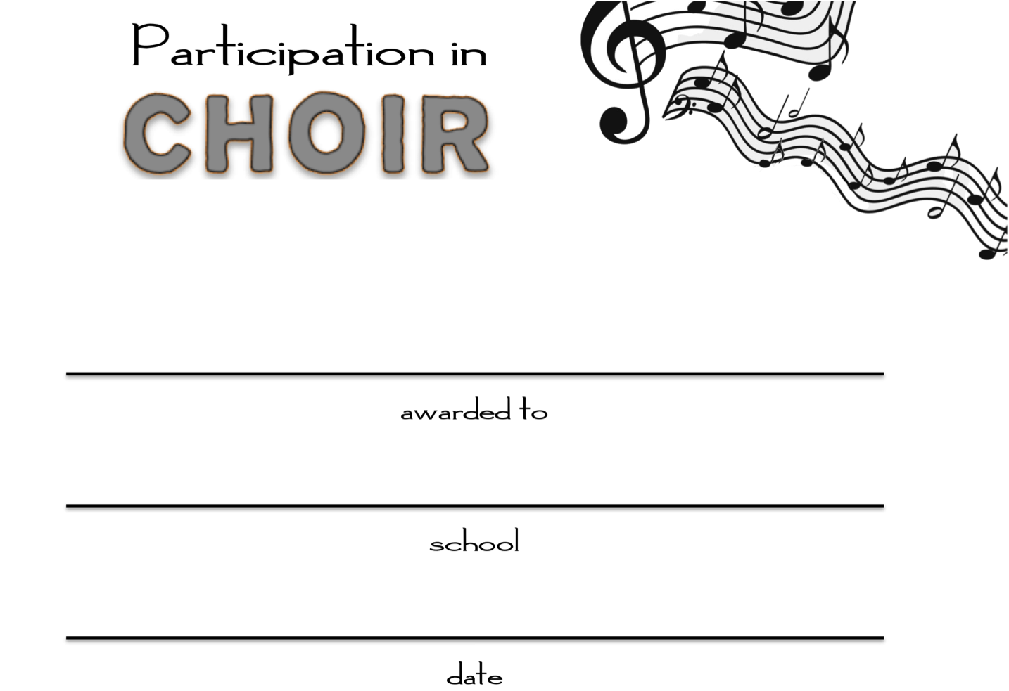 stock participation in choir certificate template