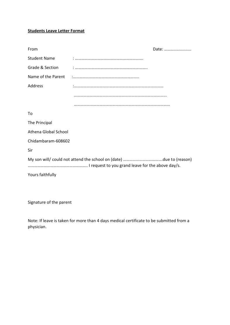 one day leave application letter