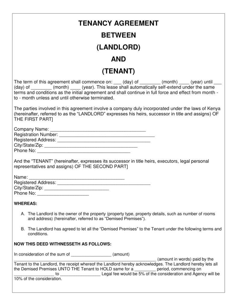 28 Simple Tenancy Agreement Templates PDF