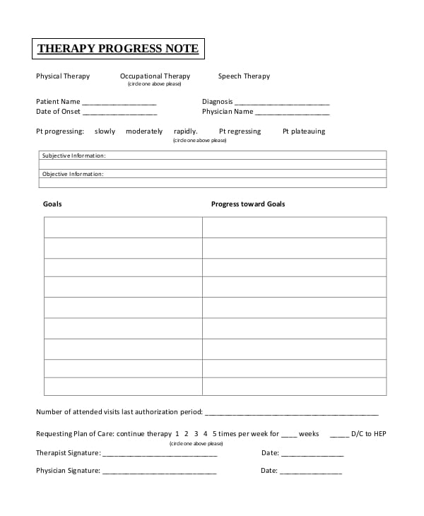 10  Therapy Note Templates PDF
