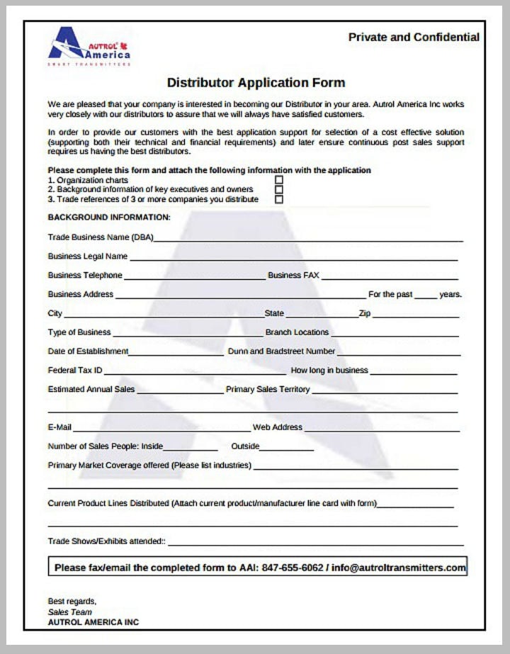 application letter for distributor position