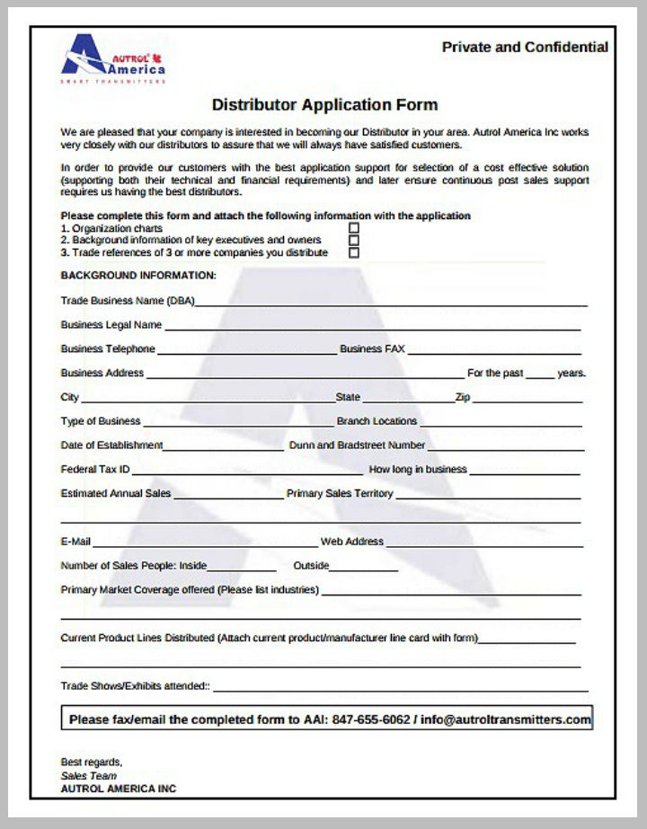 9 Distributor Application Form Templates Pdf 8101