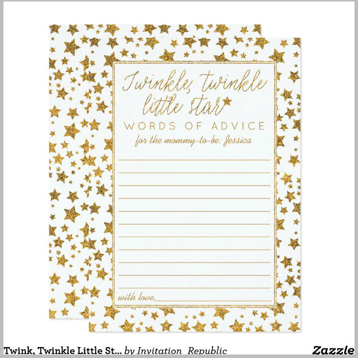 twinkle twinkle little star baby advice card template