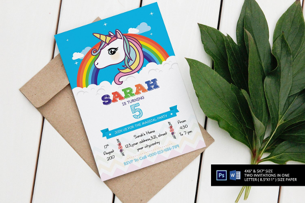 unicorn birthday party invitation