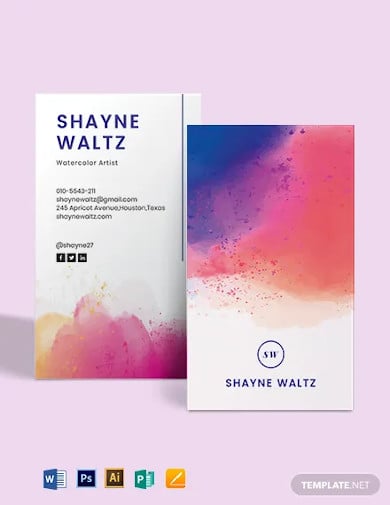 watercolor business card template