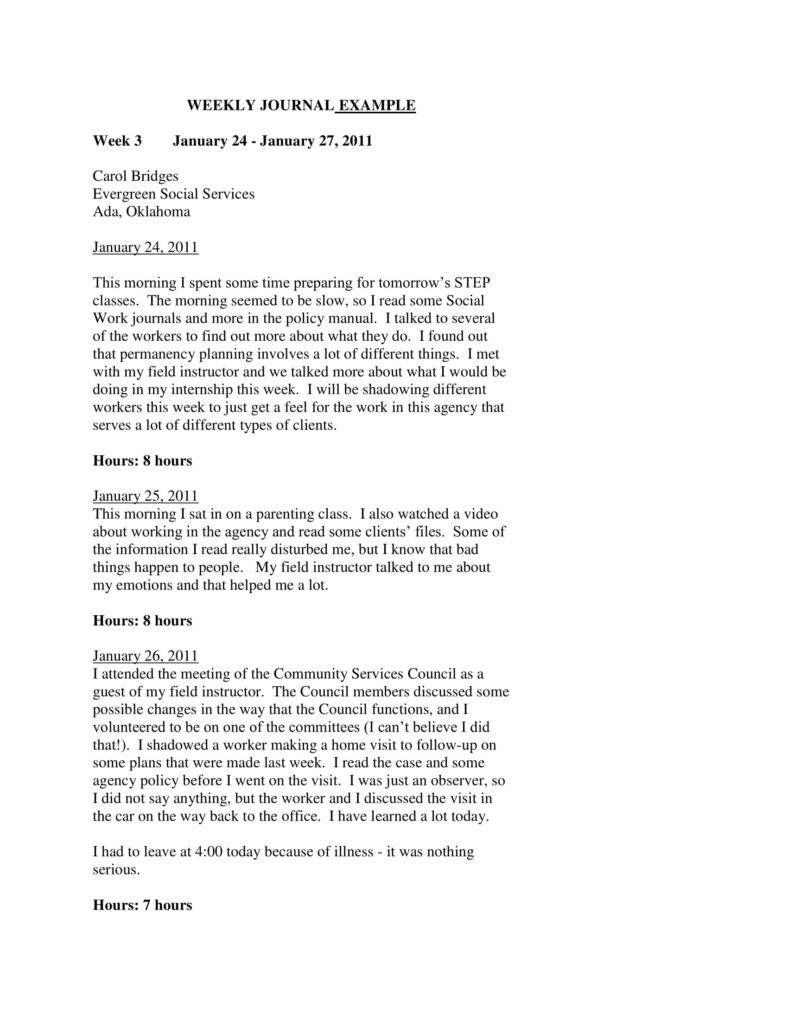 journal assignment format