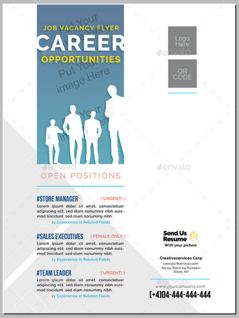 white silhouettes job vacancy flyer template 788x1050